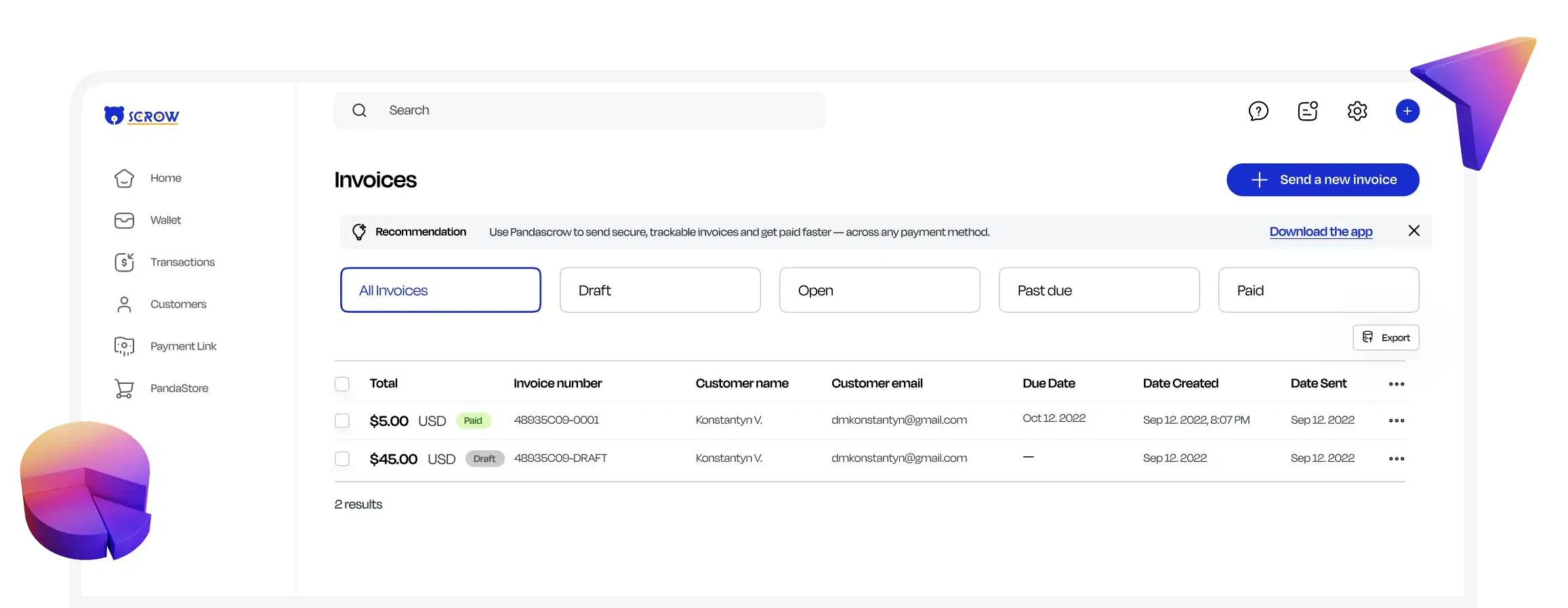 invoice dashboard